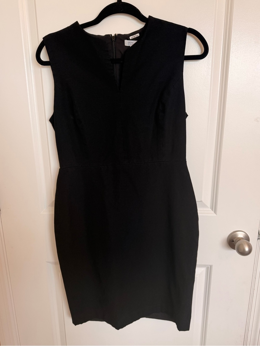 Nordstrom Signature Split Neck Cocktail Dress Black 6 - Picture 2 of 6